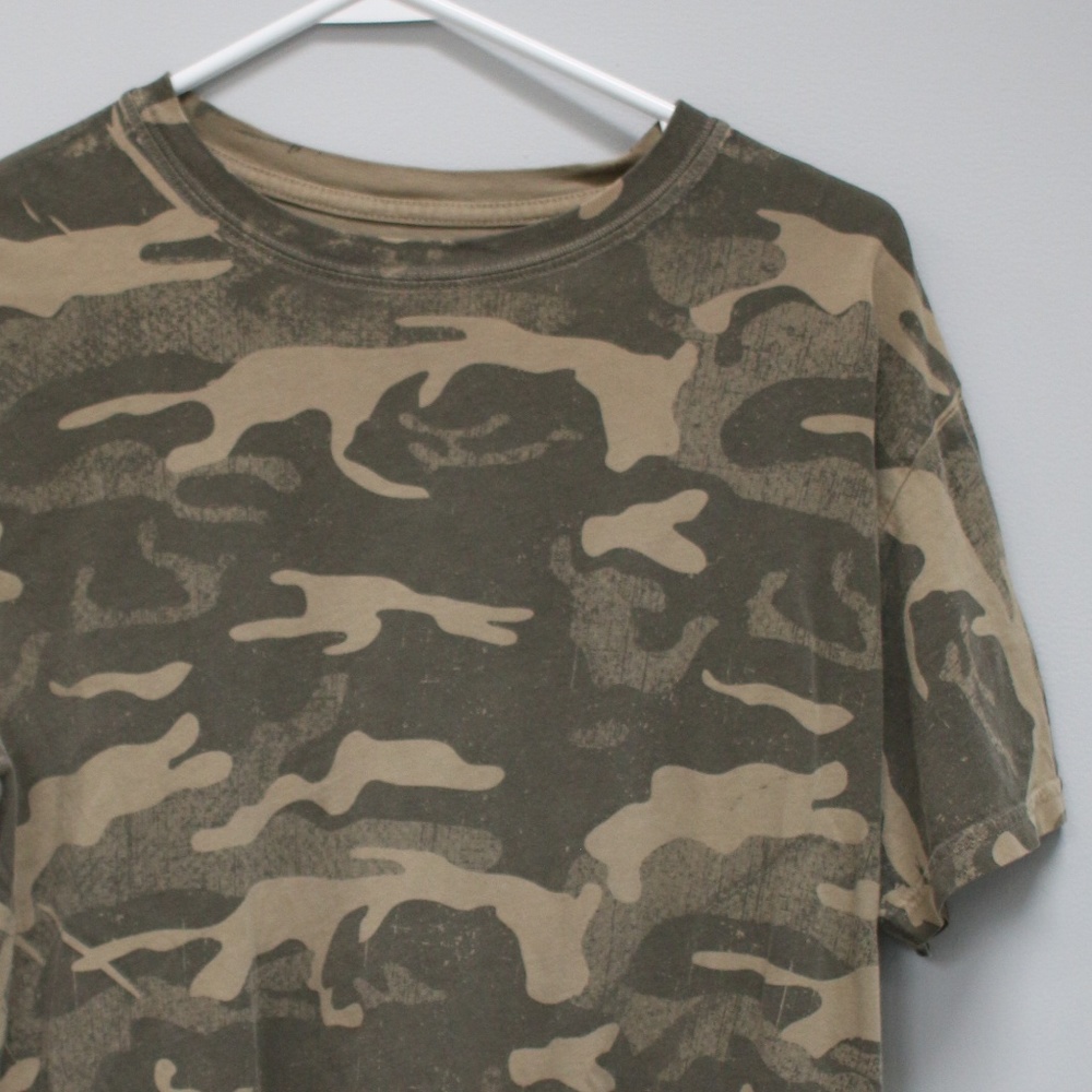 Green Camouflage Army Print Short Sleeve T Shirt M